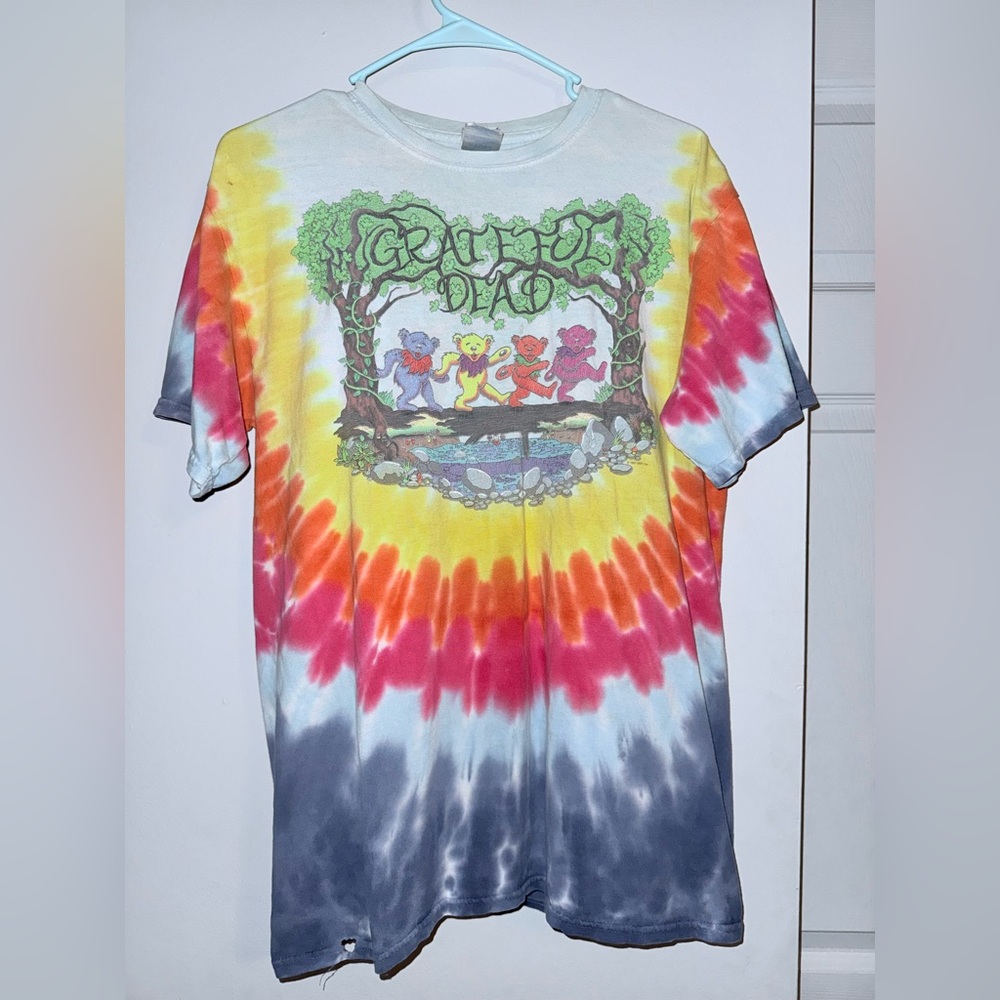 Gildan Multicolor Tie-Dye Tee with Grateful Dead Dancing Bears Design